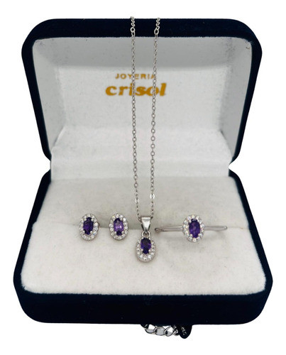 Conjunto Plata C/raíz De Amatista (co220) 0