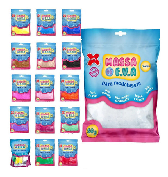 Kit Massa De Eva Cores 50g Modelar Artesanato 5und Make+ 0