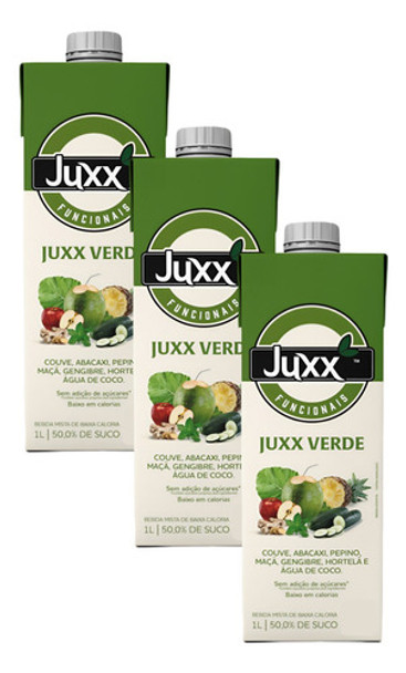 Kit 3 Suco Verde  Juxx Funcional Zero Adição De Açúcar 1 L 0