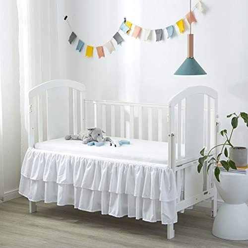 Jsd Falda Blanca Con Volantes Para Cama De Cuna, Doble Capa, 0