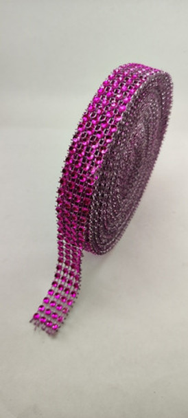 Falso Strass 4 Líneas Fucsia X 9 Metros. 0