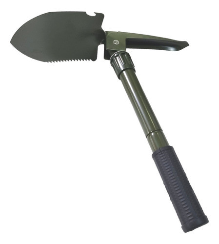 Pala Táctica Plegable Pico Serrucho Abridor Verde Funda 0