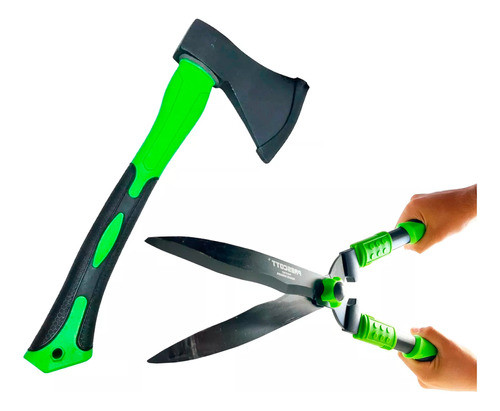 Hacha De Mano + Tijeras Podar Arboles Arbustos Jardinería 0