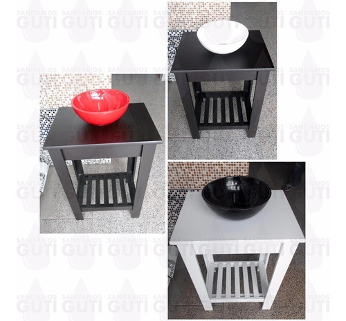 Bacha De Apoyo Apoyar De Losa Para Baño Rojo Negro Blanco 0