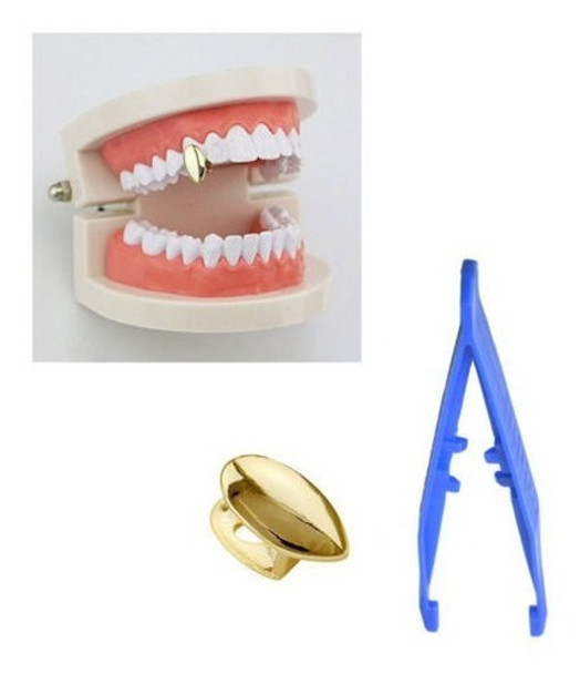 1 X 14 K De Oro Plateado Latón Fang Vampiro Superior Diente 0