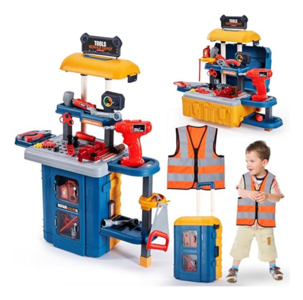 Juego De Banco De Herramientas De Juguete Para 0