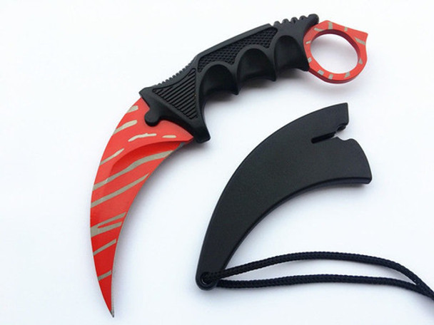 Juego De Hoja Fija Roja Karambit Csgo Cs Go Supervivencia De 0