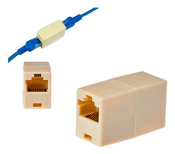 Kit 10x Adaptador Emenda Rj45 Cabo Rede Cat5e Conector Fêmea 0