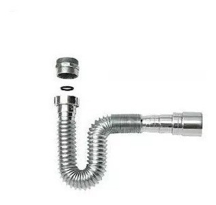 Sifón De Pileta Corrugado Extensible Multiuso Cromado 0