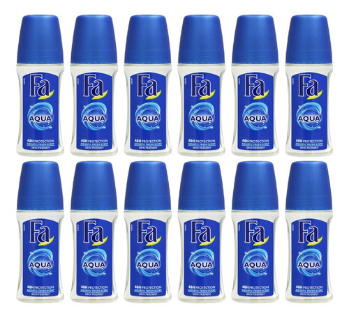 12 Desodorante Fa Aqua Roll-on Men Masculino Importado 50ml 0