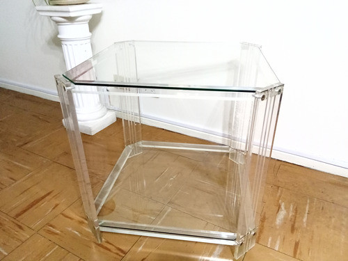 Mesa D Acrilico Con Dos Estantes D Vidrio(retiro En Palermo) 0