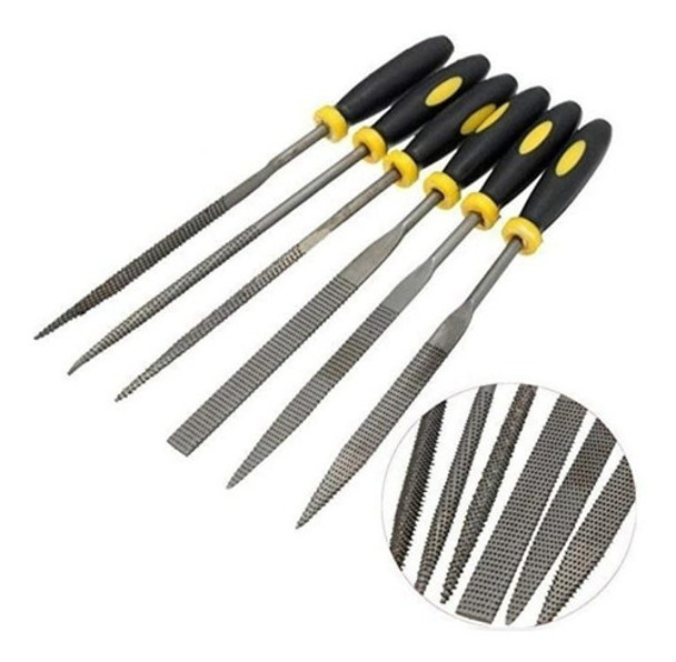 Juego Escofina 6 Pc Largo 140 Mm Mango Antideslizante S. 0