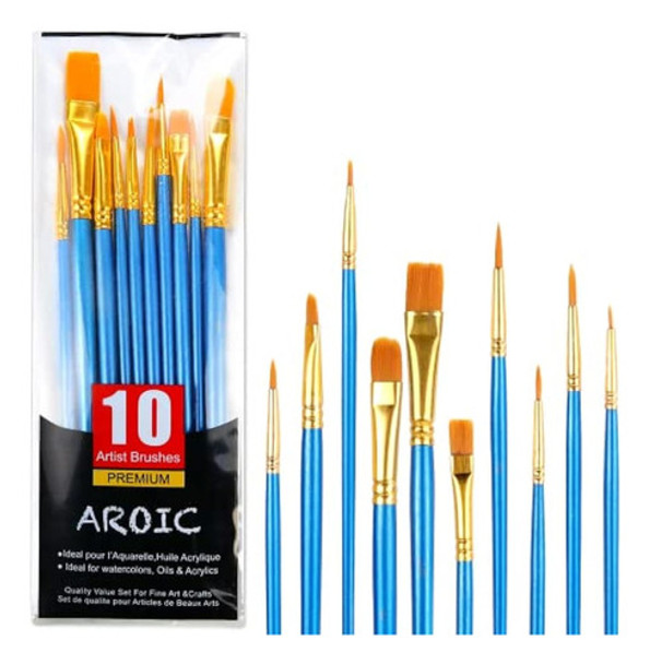 Juego De Pinceles Acrílicos, 1 Paquete / 10 Piezas Pinceles 0