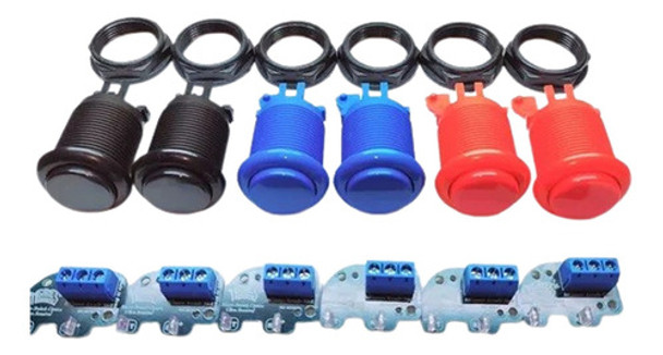 Kit 6 Botões+6 Micro Switch Sensor Óptico Fliperama Arcade 0