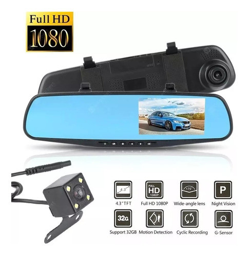 Camara Auto Trasera Y Delantera Grabacion Espejo Retrovisor 0