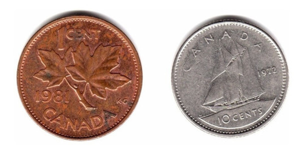 Canada Lote 2 Monedas 1 Y 10 Cents Elizabeth Ii 0 Canada Lote 2 Monedas 1 Y 10 Cents Elizabeth Ii 0
