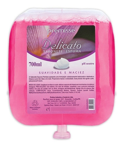Sabonete Espuma Refil Delicato 700ml Premisse 0