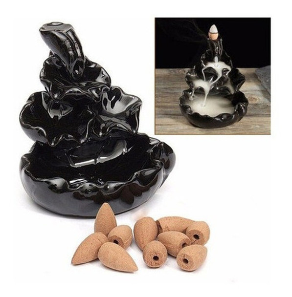 Incensário Flor De Lótus Grande Cascata De Fumaça + Brinde 0 Incensário Flor De Lótus Grande Cascata De Fumaça + Brinde 0