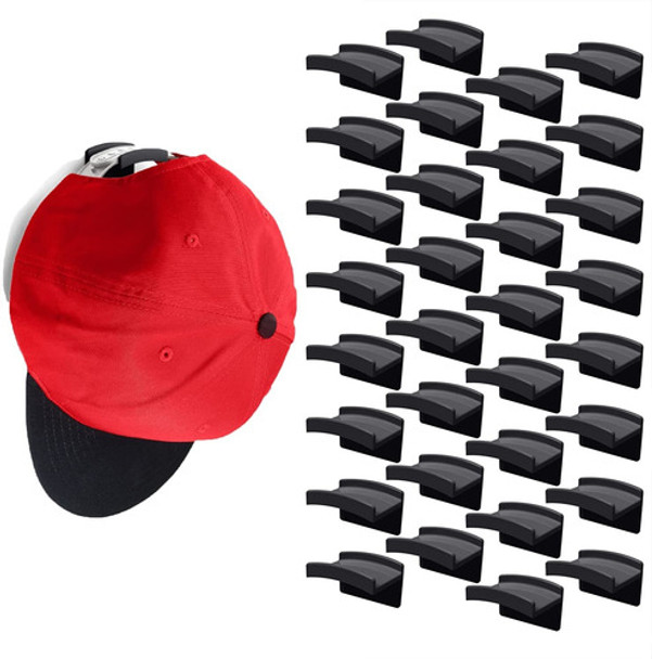32 Ganchos Adhesivos Para Colgar Gorros Y Sombreros - Negro 0