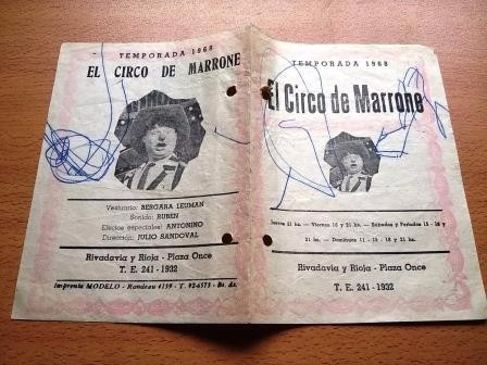 Programa El Circo De Marrone Temporada 1968 0