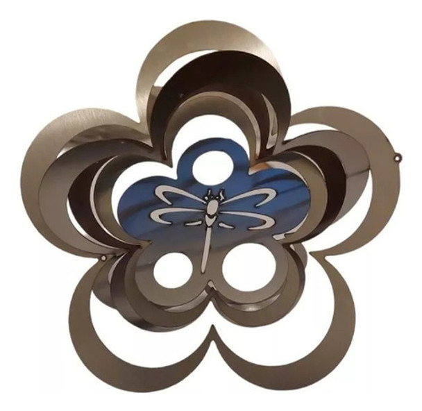 Wind Spinners / Móv. Viento Acero Inox Flor C/ Libélula 12cm 0