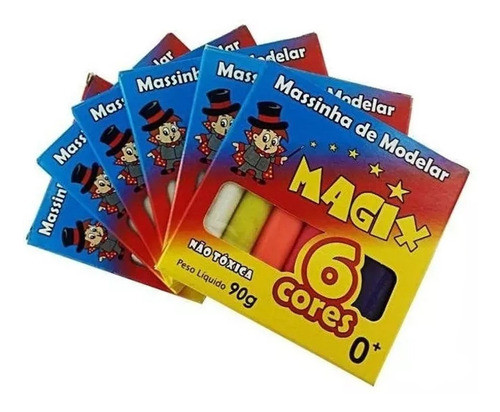 Kit 36 Massinha De Modelar Escolar 6 Cores Magix 90g Atacado 0
