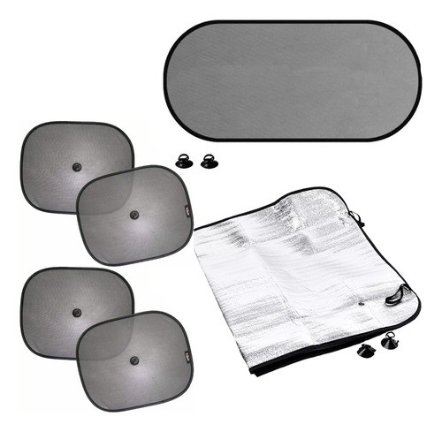 Kit 6 Cortinas Parasol Auto Parabrisa Plegable Trasera 0