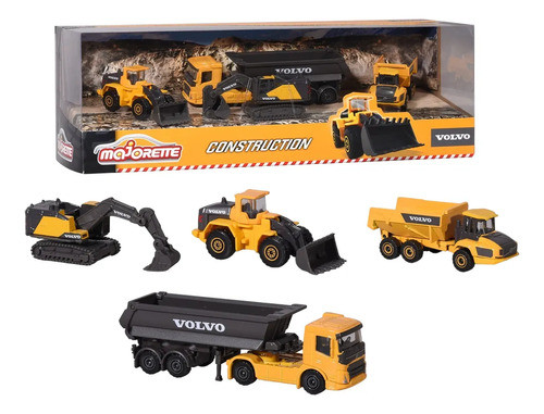 Vehiculos Pack X4 De Construccion Volvo Majorette 7.5cm 0
