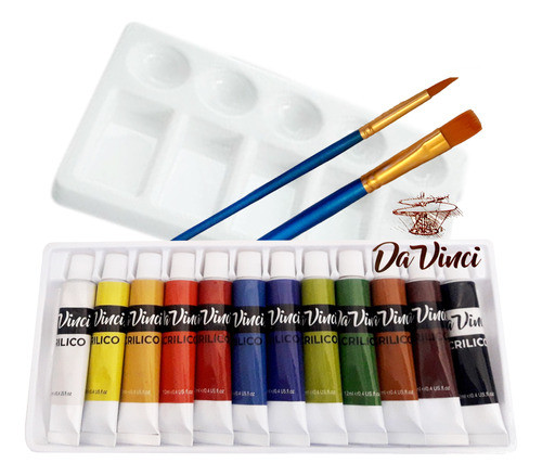Set Pintura Acrílica 12 Colores Y Mezcladora Rectangular. 0