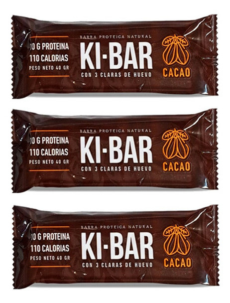 Barrita Proteica Natural Ki Bar De Cacao Amargo 40g Pack X3 0