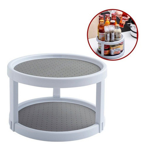 Plato Bandeja Giratorio Doble Organizador Especie Condimento 0