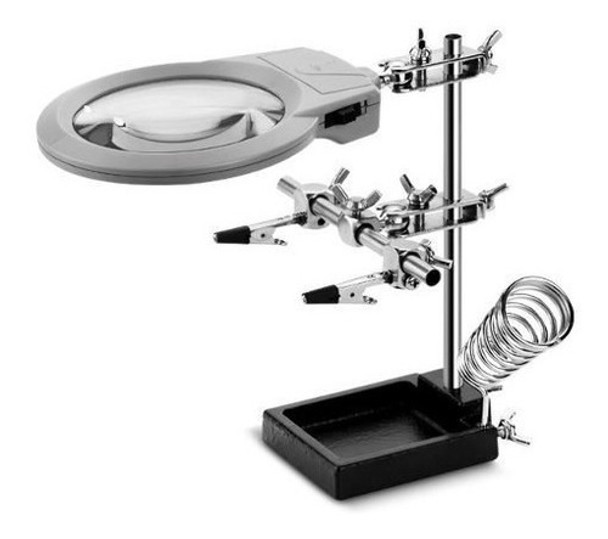 Tercer Brazo Con Lupa Soporte Para Cautin Y Luz Led 0