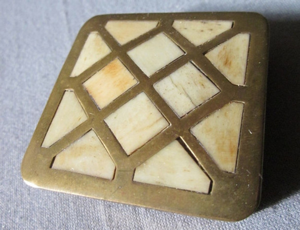 Cajita Pastillero Antiguo Bronce Y Hueso 0