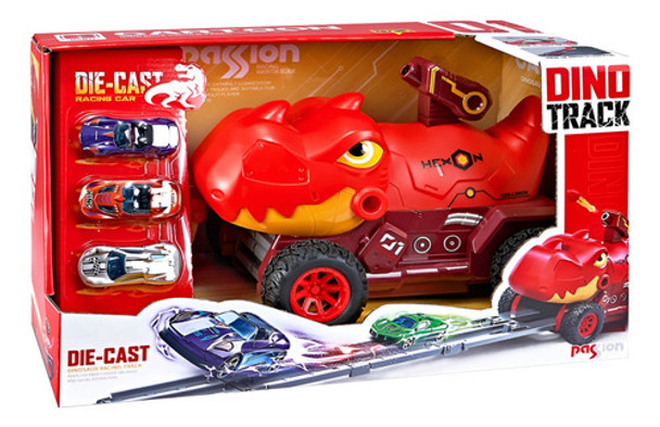 Juguete Camión Dino Con Lanzador, Pista, Misiles Y 3 Autitos 0