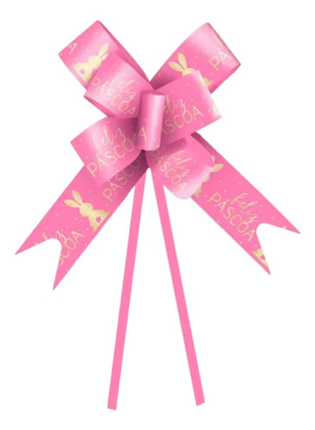Laço Pronto Feliz Páscoa 42cm Rosa Com 10 Unidades Cromus 0