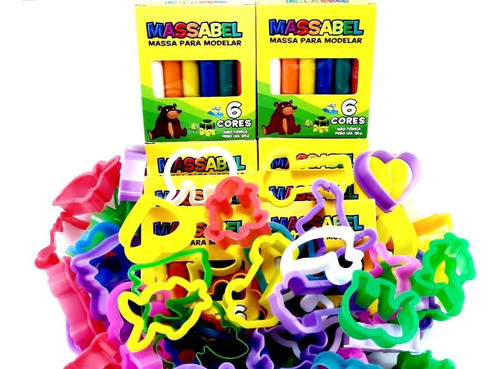 12 Caixas De Massinhas + 12 Caixas De Giz De Cera +36 Moldes 0