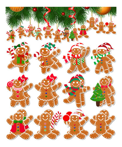 24 Piezas De Adornos De Navidad De Pan De Jengibre, Decoraci 0