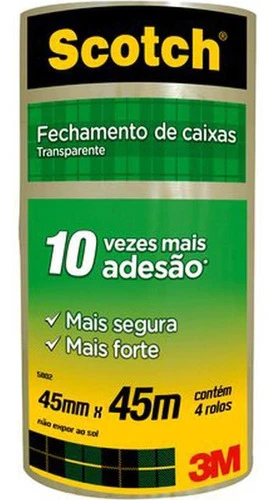 Fita Adesiva Empacotamento Larga Transparente 3m Scoth 4 Rol 0