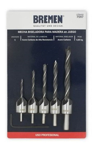 Juego Set Mechas Biseladoras 5pzas Bremen Madera 7597 0