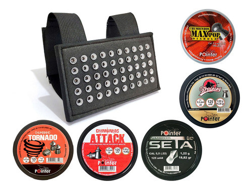 Porta Chumbinho 5,5 + Kit Chumbinhos Perfuração Impacto .22 0