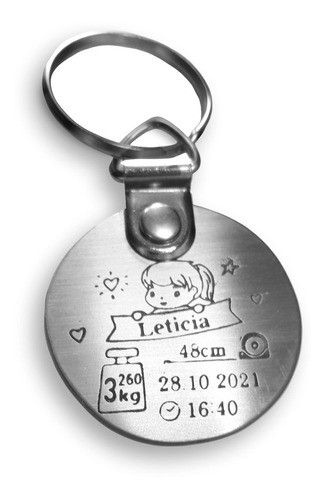 Llavero Recién Nacido, Acero Inoxidable Modelo Redondo 0