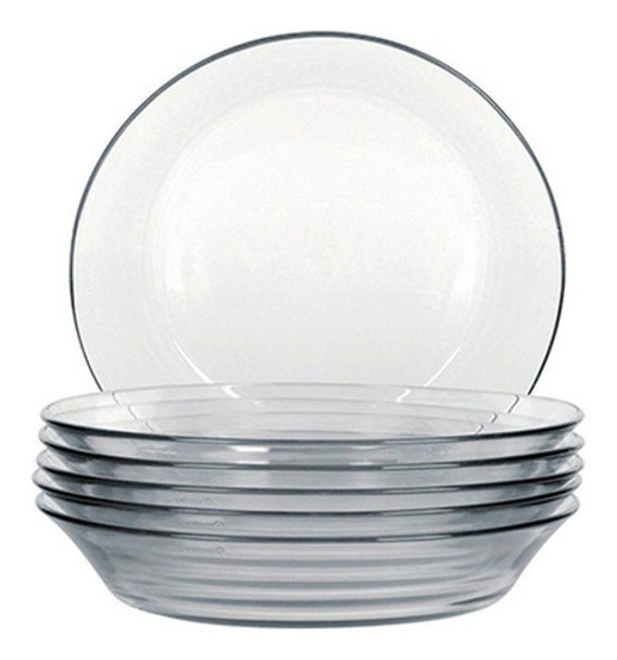 Plato Hondo Duralex 22 Cm Incoloro X6 Unid. 0