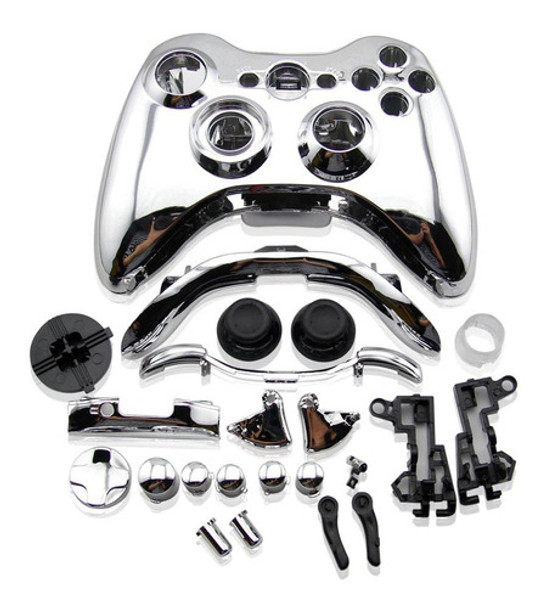 Carcasa De Joystick Inalambrico Para Xbox 360 Plateada 0