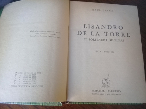 Obras De Lisandro De La Torre + El Solitario De Pinas (lote) 0