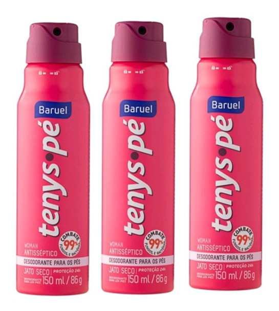 Kit C/3 Talco Tenys Pé Baruel Jato Seco Pink 150ml 0 Kit C/3 Talco Tenys Pé Baruel Jato Seco Pink 150ml 0