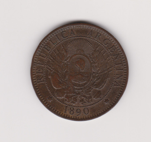 Moneda Argentina 2 Ctvs Año 1890 Excelente + 0