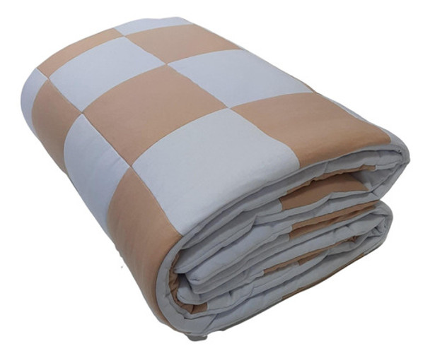 Edredom Berço Malha 100% Algodão Patchwork Branco E Nude 0