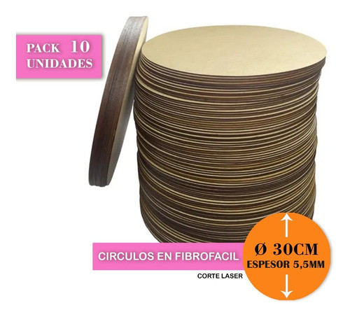 Figura Base Mdf Circulo 30 Cm X 10 Unid. En 5.5mm 0