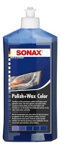Sonax | Polish + Wax Color | Pulidor + Cera Carnauba | Azul 0