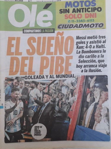 Diario Ole 30 Mayo 2018 Messi Argentina 4 Haití 0 0